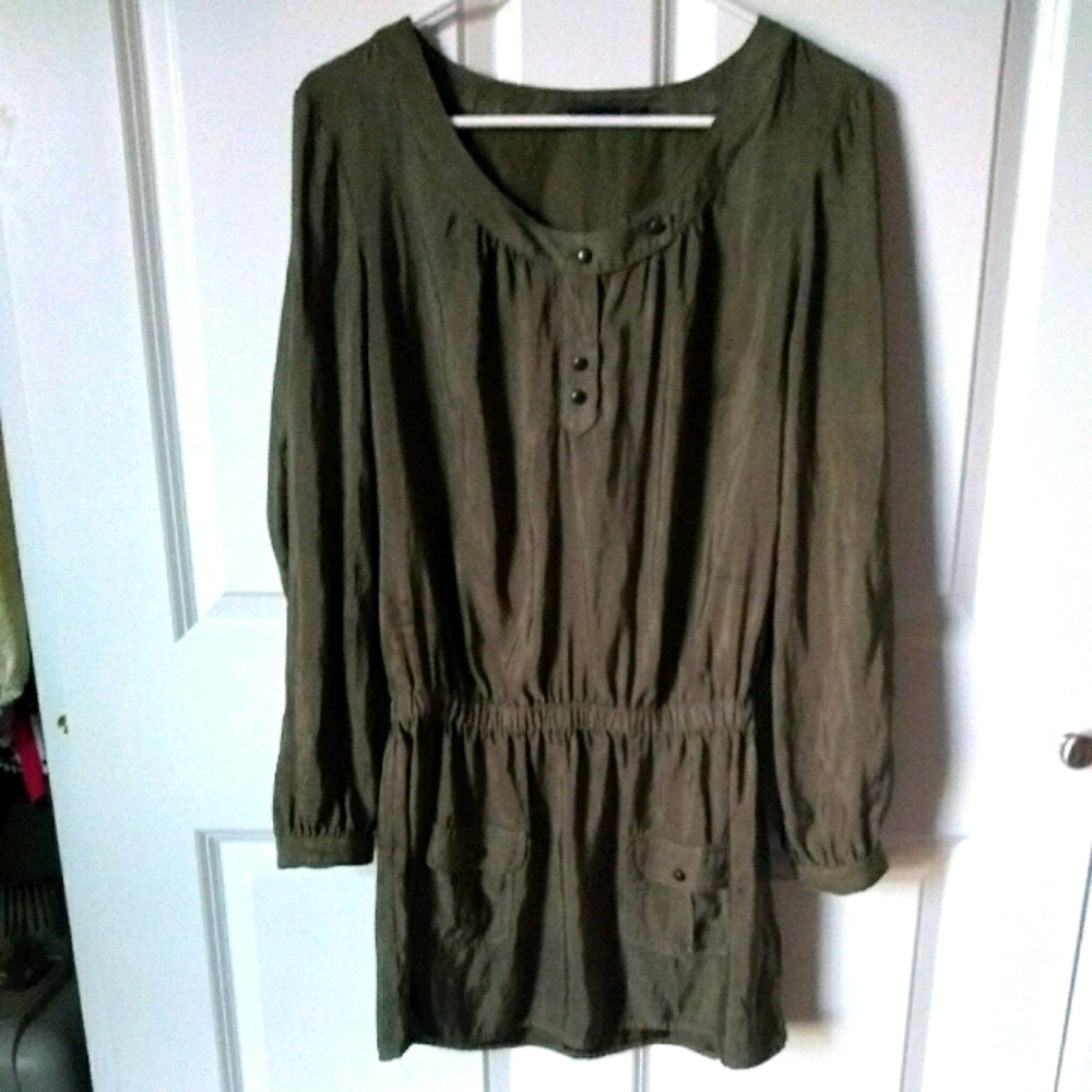 Olive green silky tunic
